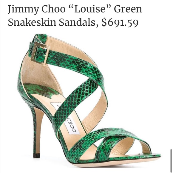 green snakeskin sandals